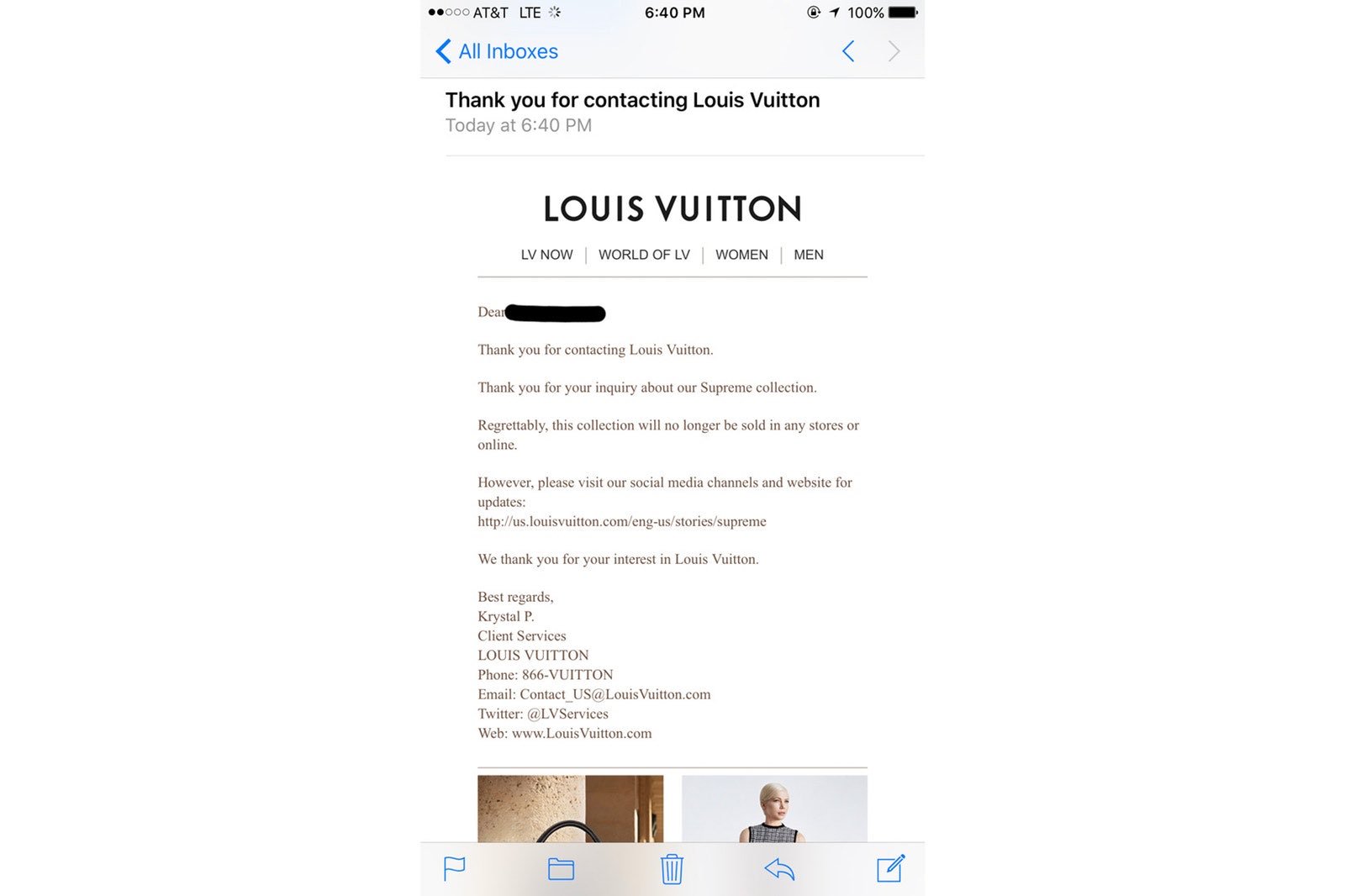 Louis Vuitton Client Service Email