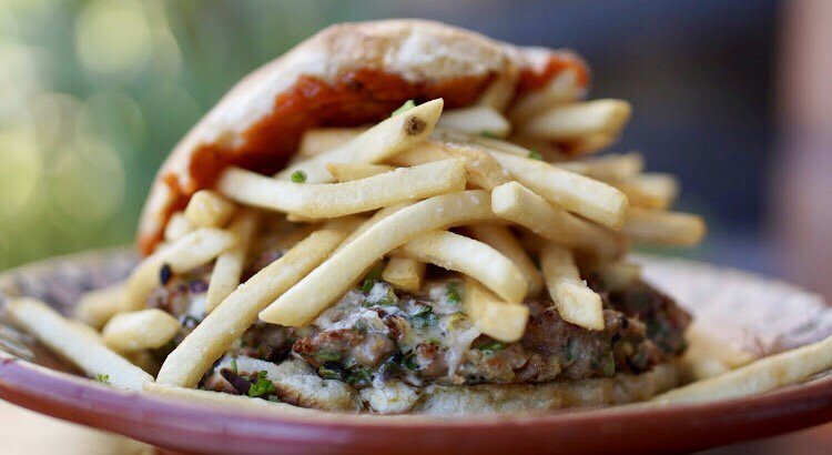 Forte's Czar Burger. With Bulgarian Kiufte patty, drizzling cheese, and Lutenitsa tomato sauce, you've never had a burger quite like this!👌🏽