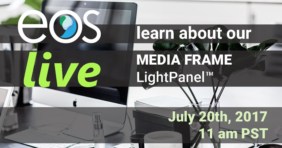 eoslightpanels's tweet image. Join us on our Webinar &amp;amp; learn about MEDIA FRAMES July 20th 11am PST #EOSLightPanel #Media #Lighting. Register &amp;gt;&amp;gt; bit.ly/2uJWdeD