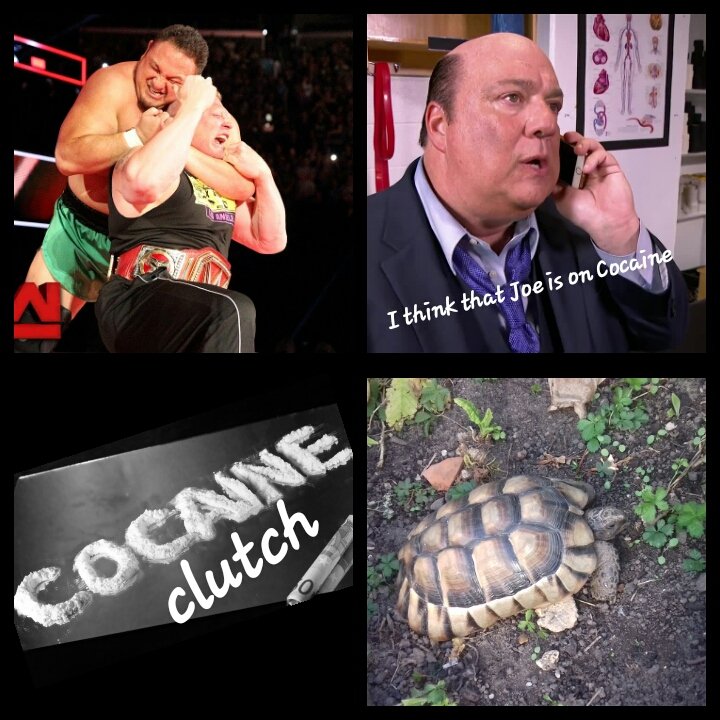 Oh <a href="/SamoaJoe/">Samoa Joe</a> smack head always hyper <a href="/BrockLesnar/">Brock Lesnar</a> <a href="/HeymanHustle/">Paul Heyman</a> <a href="/TripleH/">Triple H</a> <a href="/shanemcmahon/">Shane McMahon</a> <a href="/StephMcMahon/">Stephanie McMahon</a> <a href="/VinceMcMahon/">Vince McMahon</a> <a href="/WWE/">WWE</a> <a href="/WWENetwork/">WWE Network</a>
