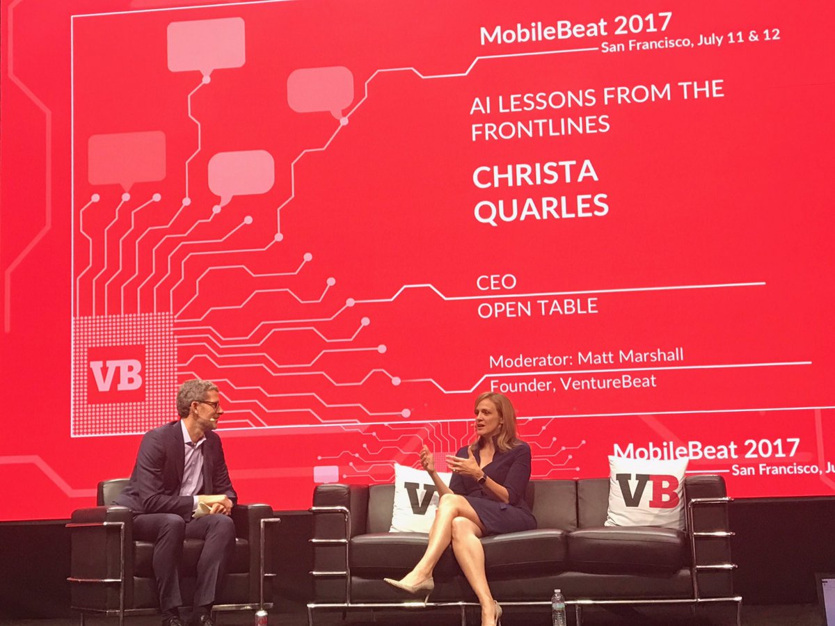 OpenTable CEO <a href="/cquarles/">Christa Quarles</a> talking #AI and building the ultimate restaurant recommendation engine #MB2017