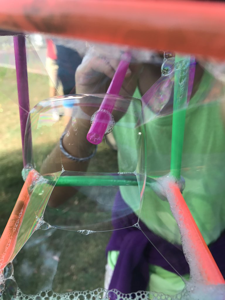 MrsKitteringham's tweet photo. Learning about water and surface tension. Making square bubbles @AEF_Summer #kitchenchemistry https://t.co/6i2CcSZOvD