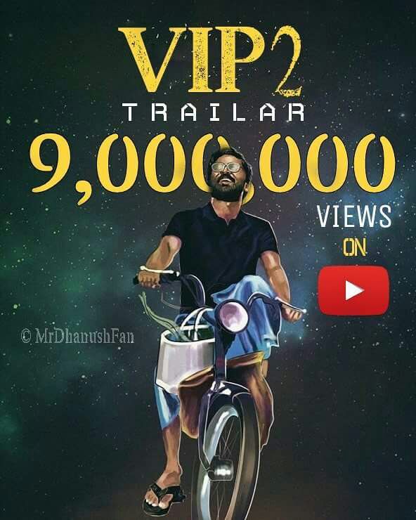 DhanushWarriors's tweet photo. #VIP2Trailer 394hrs Update: Tamil - 9M+ views(152K likes) |👏👏 

@dhanushkraja !! @soundaryaarajni !! https://t.co/TqiDxYecqM