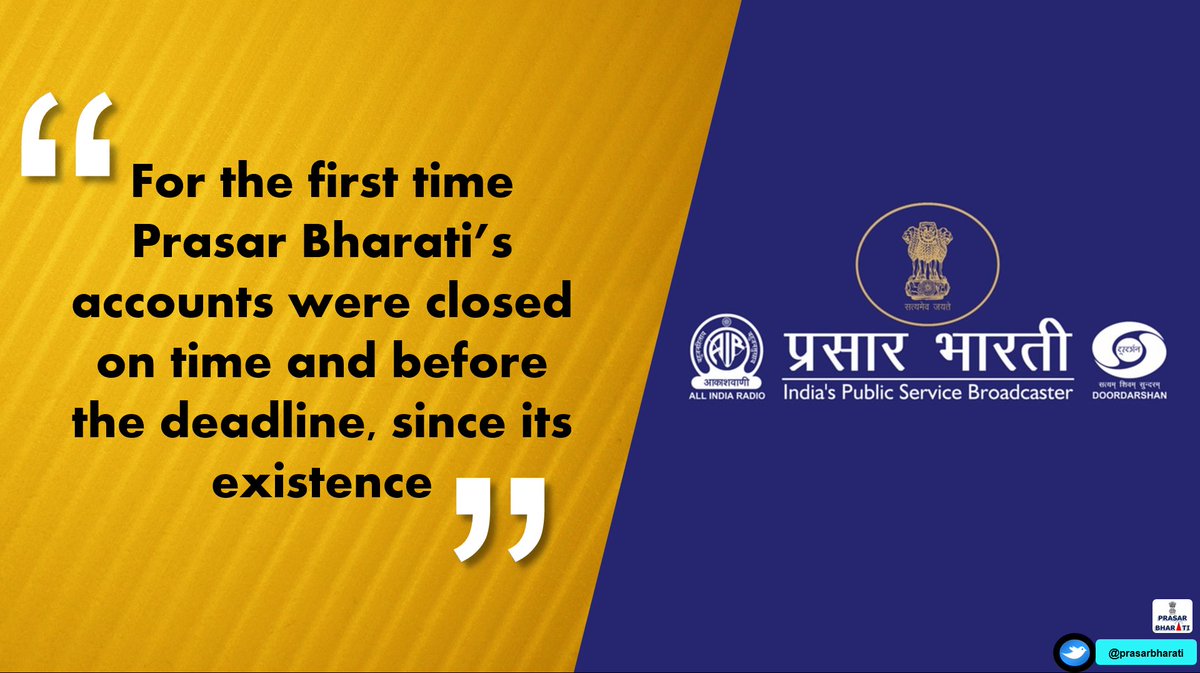prasarbharati's tweet image. For the 1st time PB’s accounts were closed on time/before deadline, since its existence: PB CEO @shashidigital
Read bit.ly/2tIZtaa