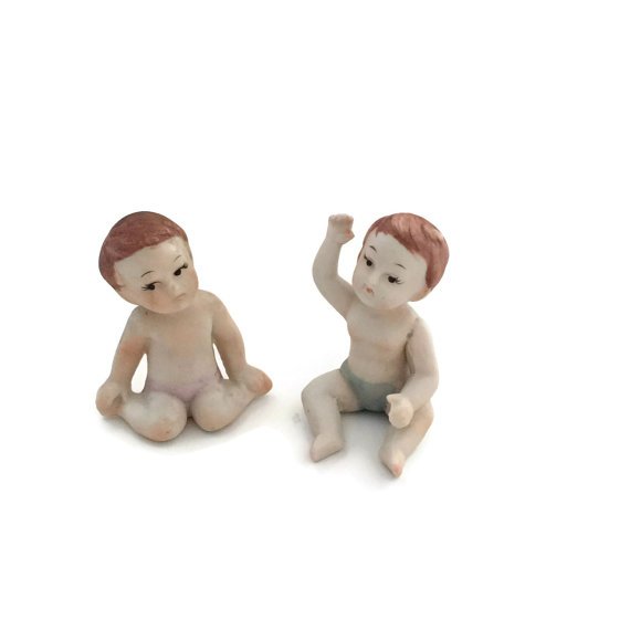 Ceramic Babies, Porcelain Babies, New Mom Gift, Nursery Decor, Baby Shower Gift, New Baby Gift, Cake Decoration #vintage