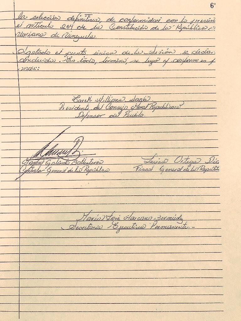 nelsonbocaranda's tweet photo. DESMONTADA MENTIRA OFICIAL:Actas que no firmaron TWSaab ni Fiscal Ortega en el Consejo Moral Republicano aprobando selección Magistrados TSJ https://t.co/C7WSUfpUjb