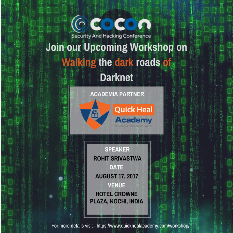 AcademyQH's tweet photo. Workshop on #Walking the dark roads of Darknet by @rohit11 
Check details at: https://t.co/ljAaeG8NNd https://t.co/GIsrZhyuFR