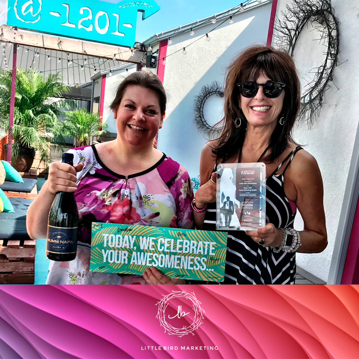 LittleBirdMktg's tweet photo. We love sharing awards with our awesome clients. Thanks Club 1201 for letting us do great work! #silveraddy #marketing #ourclientsareawesome https://t.co/6oQ11C7osi