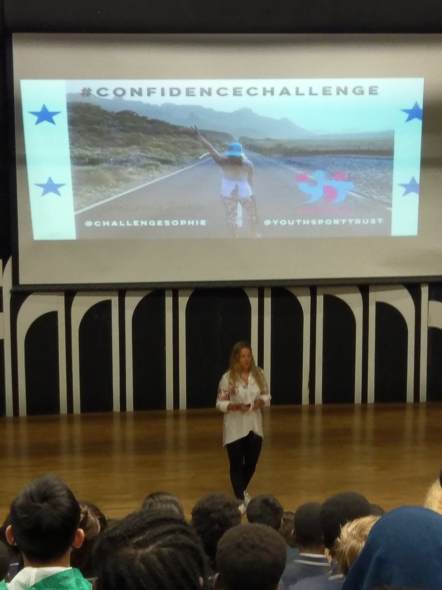 MFL_Chobham's tweet photo. Motivational talk for year 7 this morning. Remember to challenge yourselves, go out and be confident! @ChobhamacadPE @chobhamacademy https://t.co/9FKtJFSekp