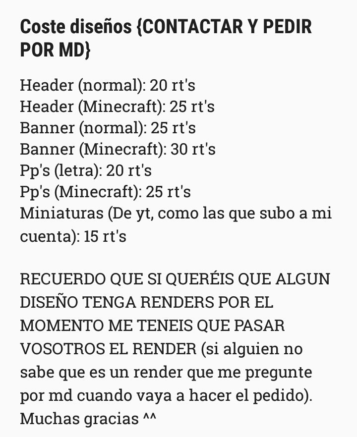 Designs_TP_'s tweet image. Actualización del coste de los diseños! ^^