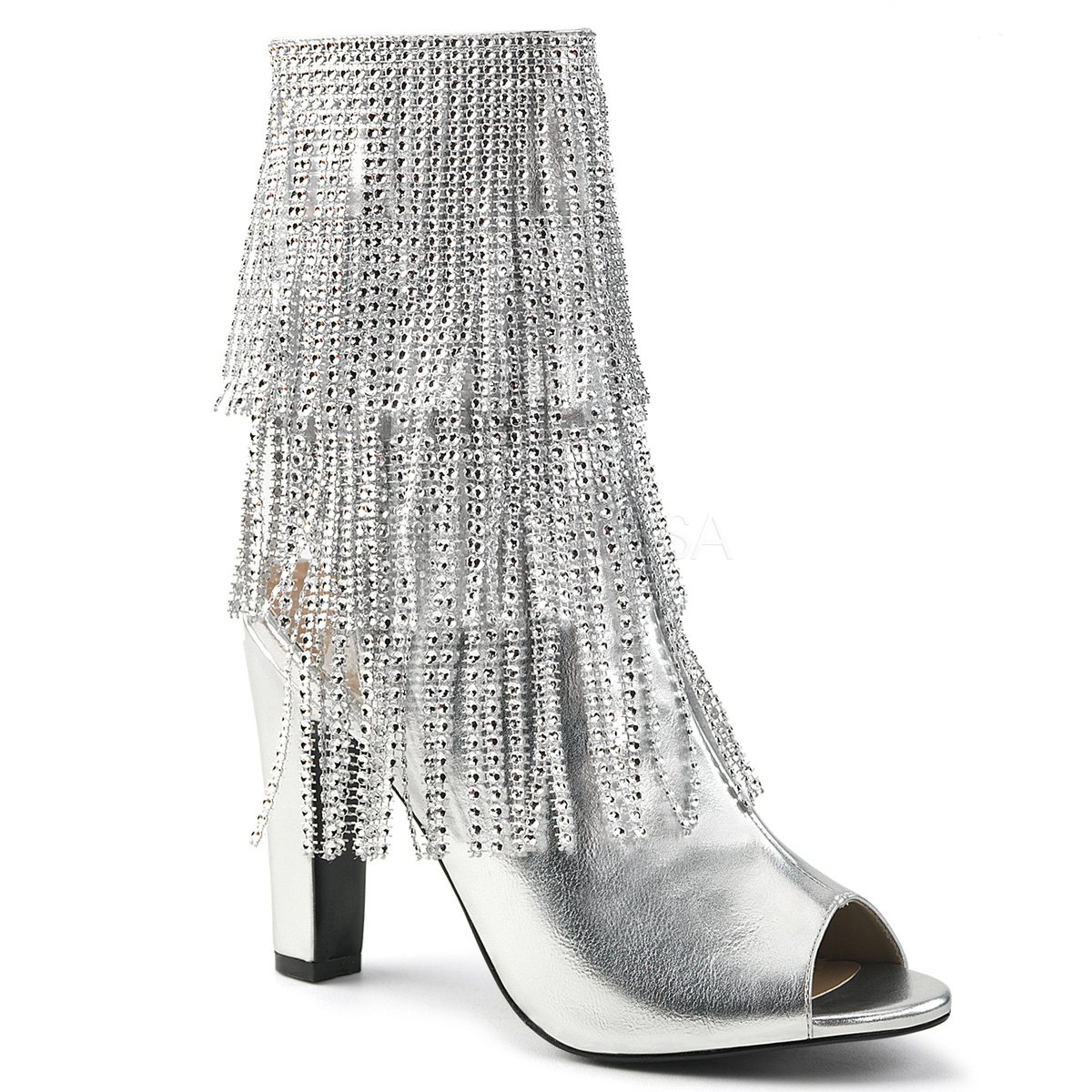 FantasyHeels's tweet photo. Fringe with Rhinestones.. Bling! 💎🤩✨ Check out Queen-100 https://t.co/gfyKE9N6op #New #PleaserUSA #Ankleboot #Peeptoe https://t.co/35rwfl50ch