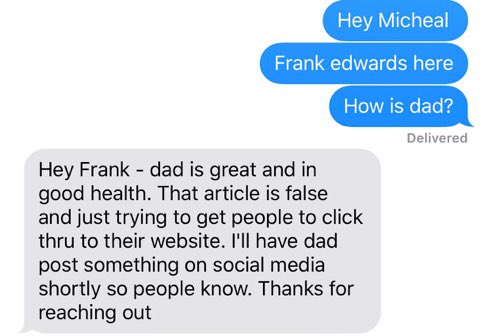 Son of popular United States gospel singer, Don Moen, Michael urged the world to disregard the news running on the internet that his father is dead.