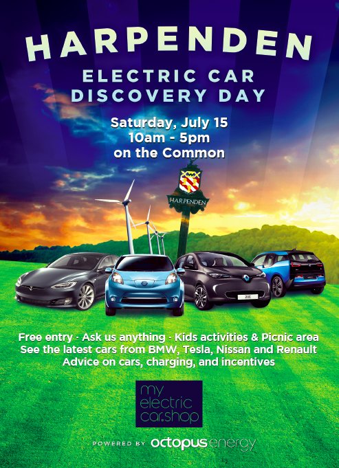 myeleccarshop's tweet photo. .@HarpendenNPlan make sure you come to our event on the commons this Saturday where we answer all #electric #vehicle questions https://t.co/NNwImQli0u