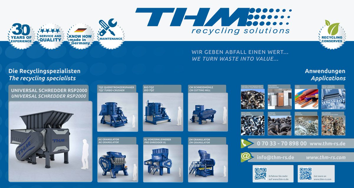 Maschinen von THM Recycling Solutions für Ihren Anwendungsfall...
finden Sie auf unserer Homepage...
buff.ly/2usXBT7
#THM Recycling