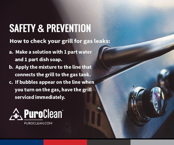 PuroClean's tweet image. #SafetyReminder: Here's how to check your grill for gas leaks: #GrillingSafety
