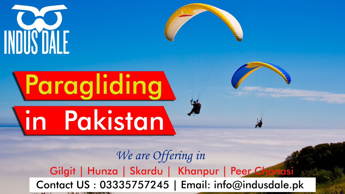 IndusDale's tweet image. We are offering Paragliding in Pakistan at extremely affordable rates. For booking &amp;amp; Info Call 03335757245 or Email info@indusdale.pk