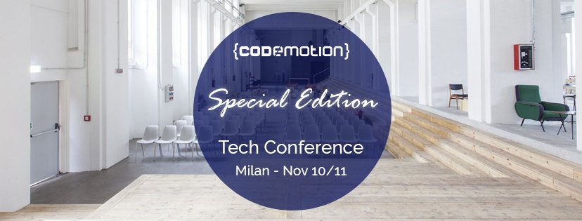 gdgcatania's tweet photo. #Callforpaper @CodemotionIT #Milano2017 
Per l'application hai tempo fino al 24 luglio!
Per i #BLINDTICKET vai su -> https://t.co/vjE82FrthU https://t.co/VZx3ff4DGc
