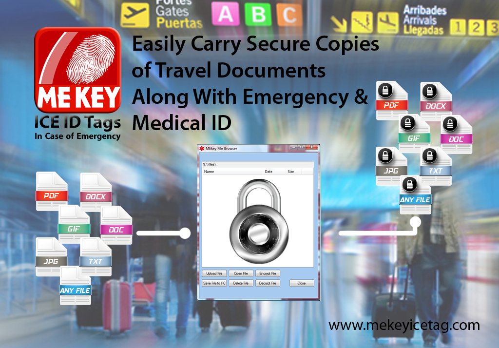 Going on your holidays? Easily carry emergency &amp; medical ID and secure copies of all your travel documents mekeyicetag.com/ice-id-software #holidays