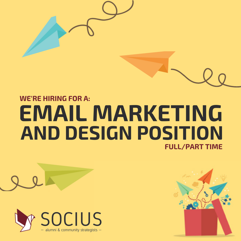 TeamSocius's tweet photo. @TeamSocius is hiring! We are in search of an email marketing guru to craft the world's most beautiful emails. Contact: kristyw@socius.ch https://t.co/H6AIbpa2sO