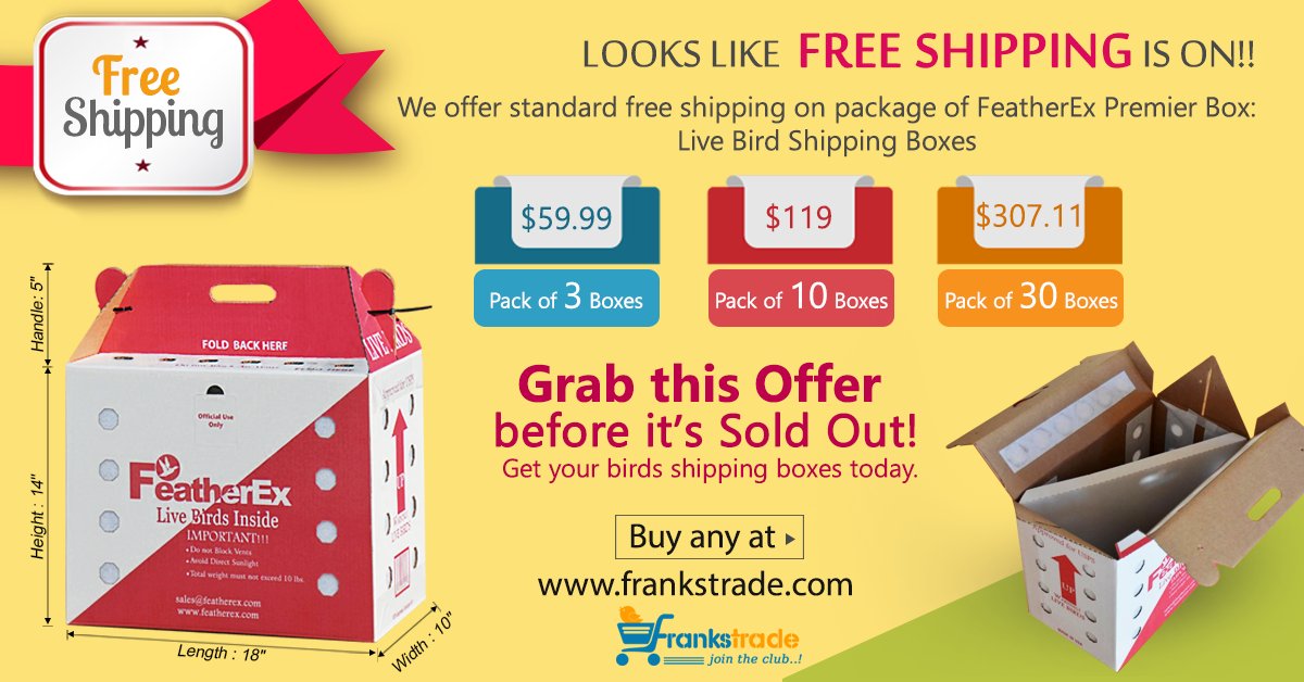 Frankstrade's tweet image. Big Offer !! FREE SHIPPING on FeatherEx live Bird Shipping Boxes. 
Buy now:bit.ly/2uQJ43s
#freeshipping #frankstrade