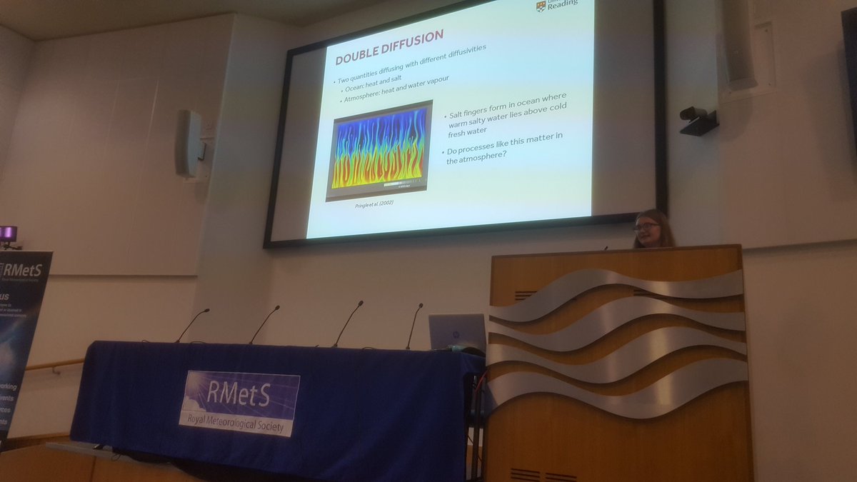 <a href="/bl_harris/">Bethan Harris</a> speaking at #RMetSImpact conf. Teaching us about double diffusion.