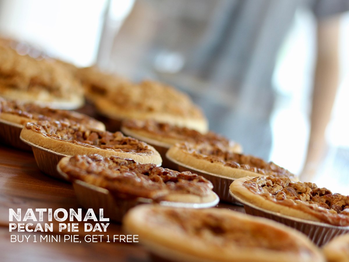 Buy a mini, get a free mini--today only--for National Pecan Pie Day! 1 per person, in-store only. on.fb.me/1ZApTYB