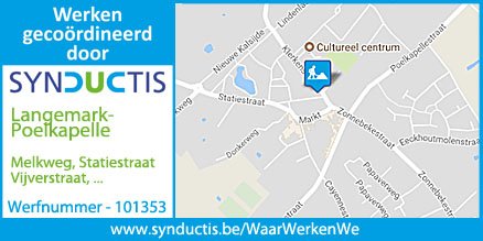 Synductis's tweet photo. Vanaf 15/8/2017 aapassen nutsleidingen te Langemark-Poelkapelle, in de Melkweg, Statiestraat, Vijverstraat, ...
https://t.co/kxS4lNcszF https://t.co/LdRnKSPZPb