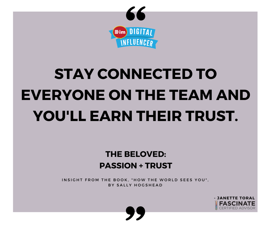 digitalfilipino's tweet photo. "Stay connected to everyone on the team and you'll earn their trust." #howtheworldseesyou #fascinate A lesson learn from the Beloved. https://t.co/yglk5hBw8Y
