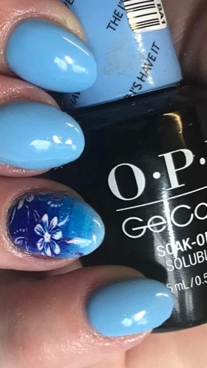 VISAGETAVISTOCK's tweet photo. What a beautiful sky blue set of acrylic extensions with OPI Gelcolor. #opiuk #opigelcolor https://t.co/lDt7TGChQW