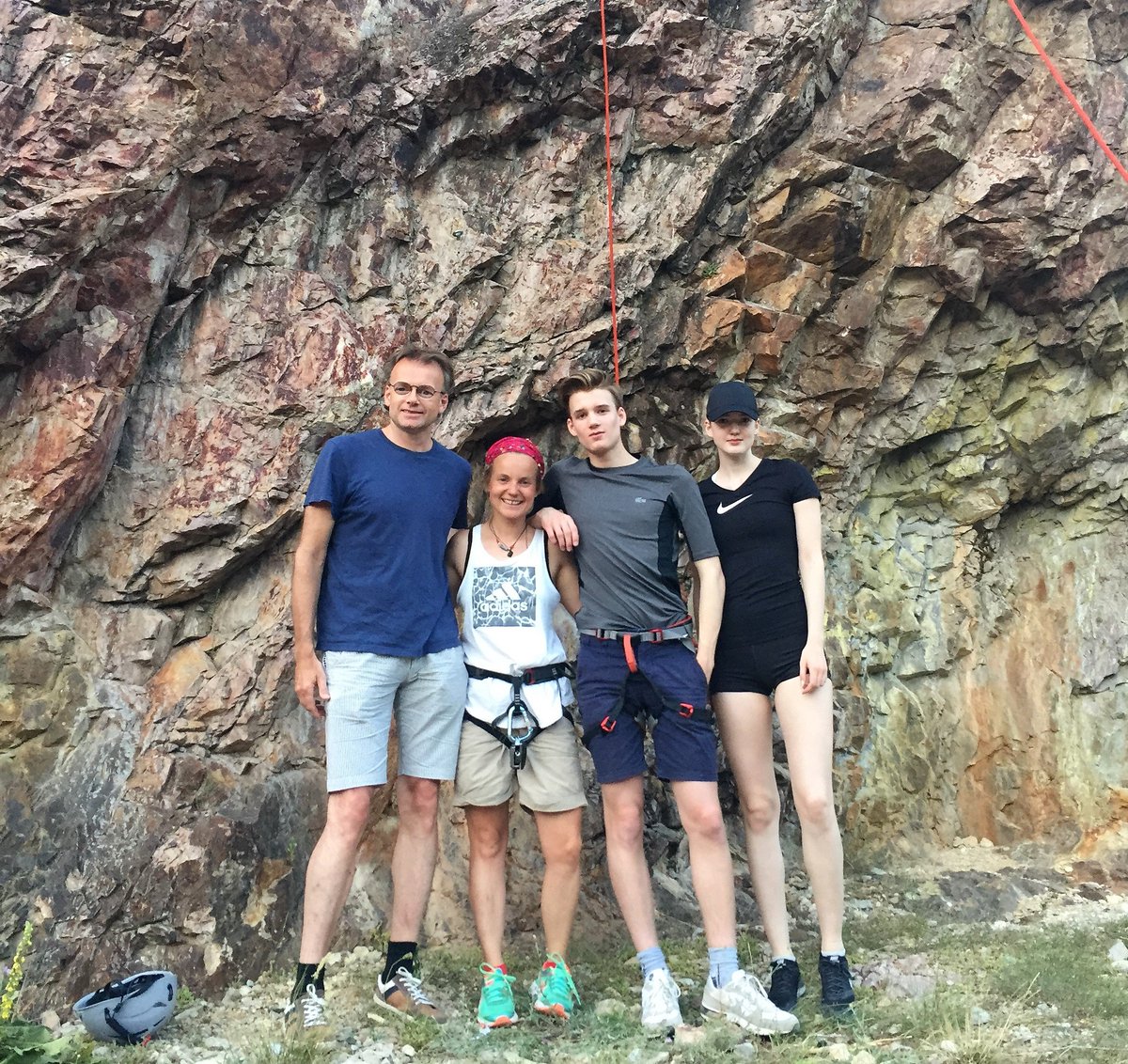 Rock climbing with Uta Ibrahimi- first Kosovar to climb Mt.Everest.Great way to explore the nature of Kosovo as my son and daughter visit!