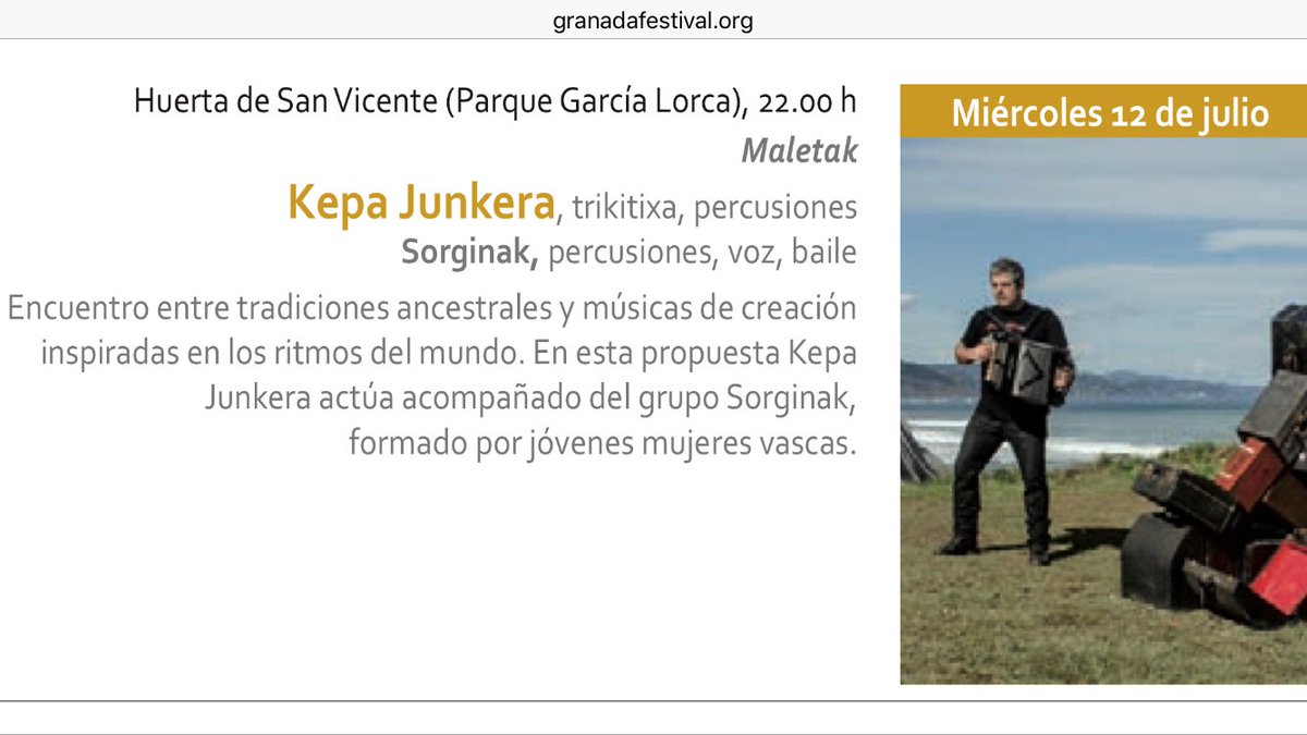 josel_carmona's tweet photo. Esta noche @kepajunkera en la @HSVicente #FEX2017 @FestivalGranada https://t.co/SjKYikexZt