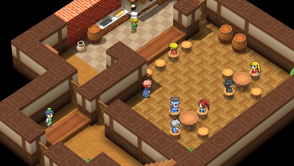 Twitter पर 猪獅子 Smilegamebuilder 斜め視点で2dキャラをウディタ向け８方向キャラチップの斜め方向部分でクォータービューっぽく動かしたらいい感じになるのではと試してみた 椅子に埋もれてるのはご愛敬ってことで W 画像はデフォルトマップパーツ ねくらpochi