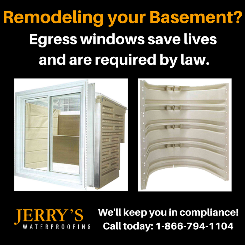 jerryswaterpro2's tweet photo. Planning to add a bedroom or family room to your basement? Laws require installing an egress window to saves lives. https://t.co/hLR4egO6OJ https://t.co/BcrxoA16Ma