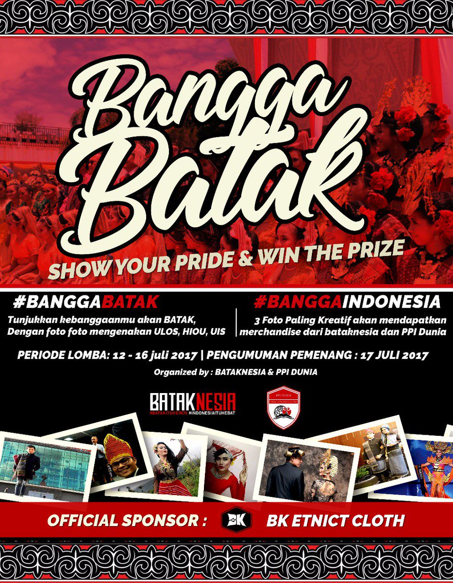 #BanggaJadiBatak , ayo tunjukkan kebangganmu akan batak dengan mengikuti Lomba Foto di Instagram. Lihat infonya di instagram bataknesia.