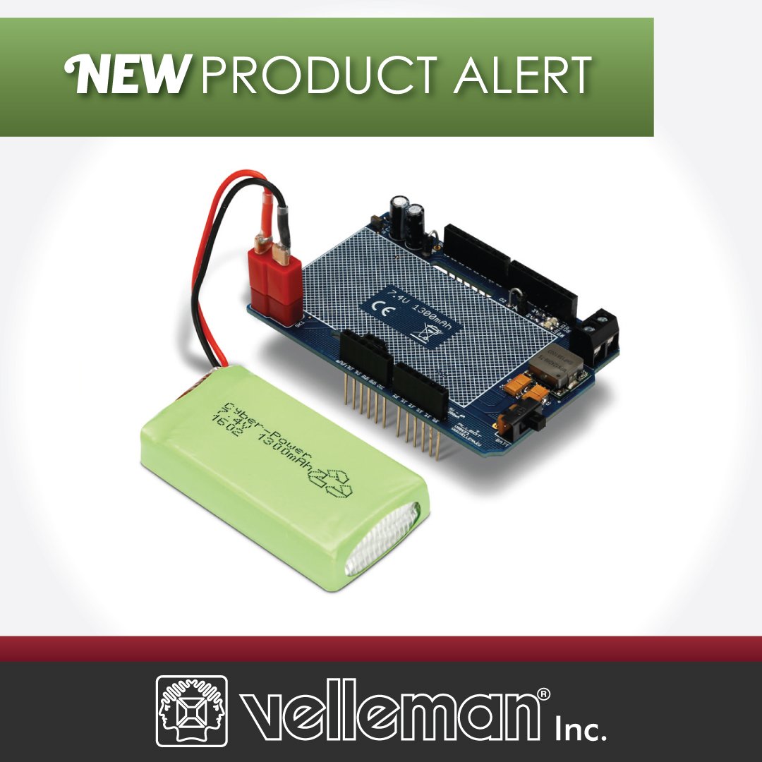 vellemanusa's tweet photo. #NewProductAlert Make your #ALLBOT creations last longer with this #Arduino compatible Li-Ion 2-cell battery pack https://t.co/KO6Aq8vLZF https://t.co/1mDj1300Ir