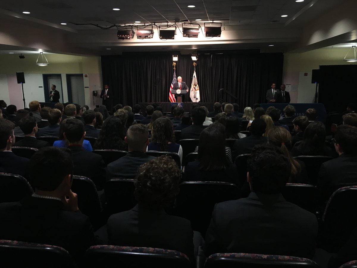 VP45's tweet photo. Thanks to @POTUS' leadership &amp; looking out across this room, I truly believe that America's future is brighter than ever before #NSLCleaders https://t.co/rX9HPBZCLy