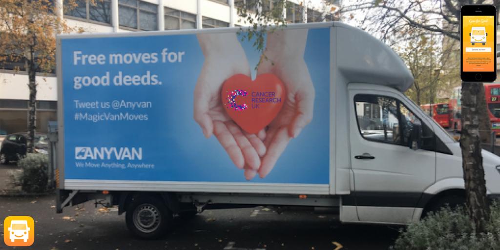 GoneForGoodApp's tweet photo. Kind work from our friends @AnyVan who helped raise funds for @CRUKshops w/ the help of their #magicvan: https://t.co/3rxkdhEyf6 #B2BHour https://t.co/HjNuIWHGuL