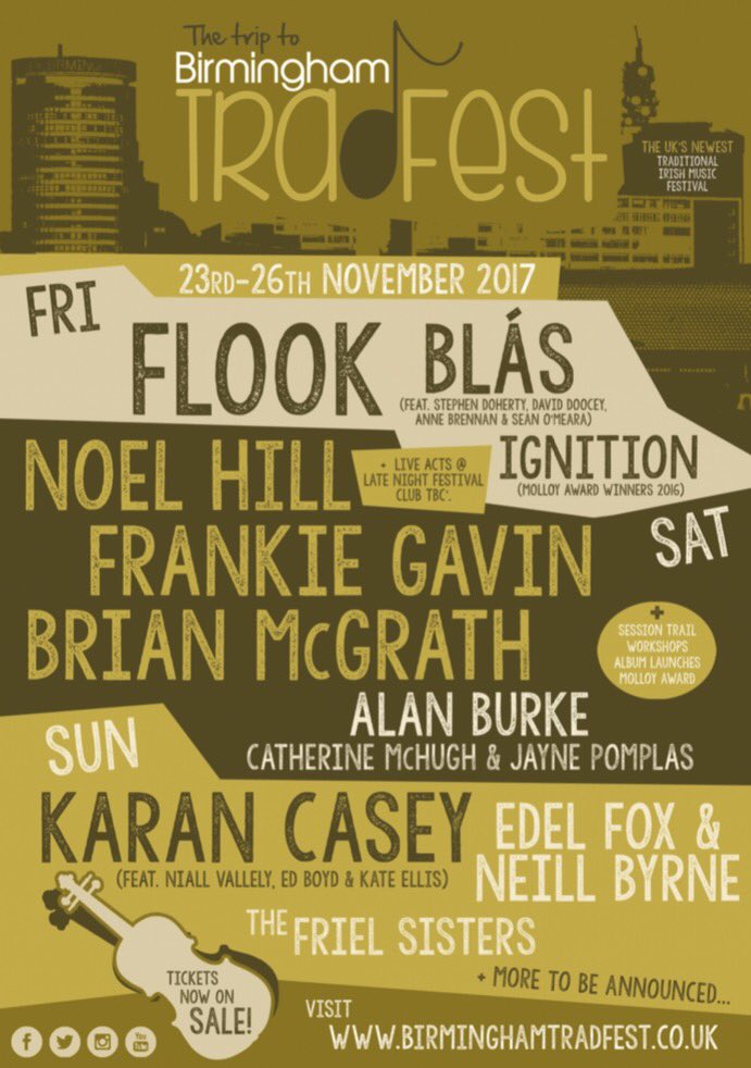 bhamtradfest's tweet photo. Delighted to officially announce the line up for Birmingham TradFest 2017! Tickets are now on sale!!! Yeeeeeow #birminghamtradfest https://t.co/hOjwocpvin
