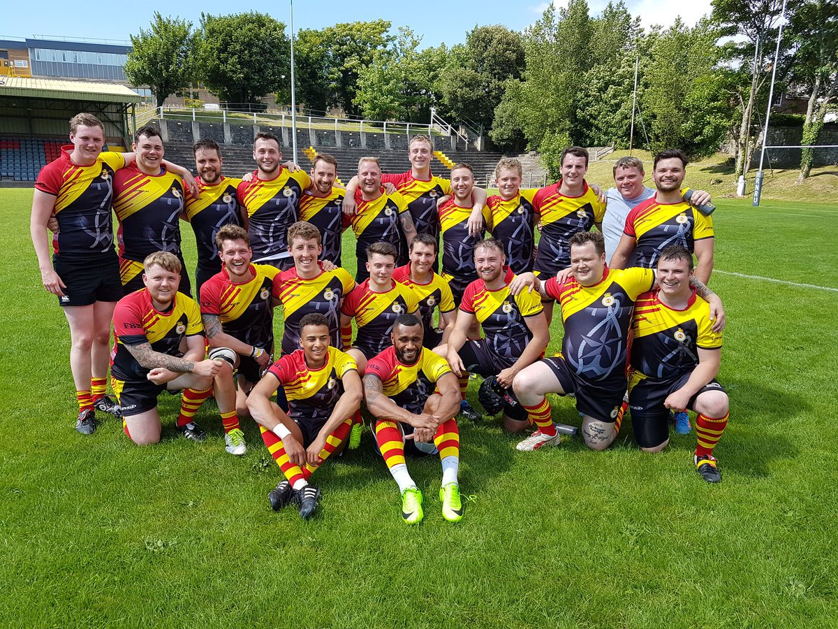 HMSSomerset's tweet photo. When was the last time a ship's rugby team won a RNRU Plate Final? Today!! Well done @HMS_Somerset  beating @RNASYeovilton at Plymouth Rec! https://t.co/DCM0C7M7gB