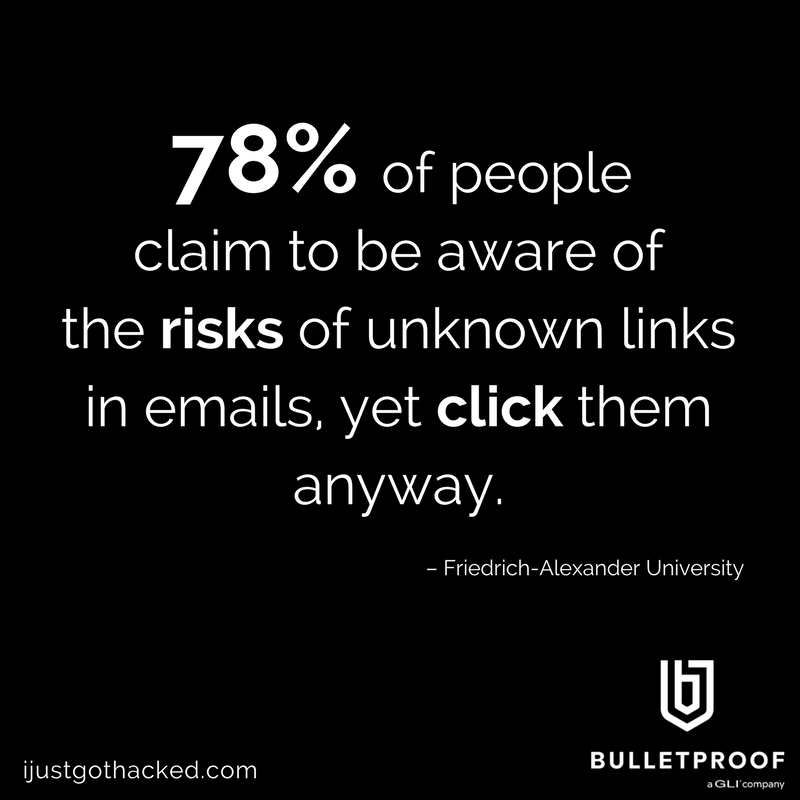 bulletproof_IT's tweet image. Just like that, you could be hacked. ijustgothacked.com #cybersecurity #phishing #hackstats
