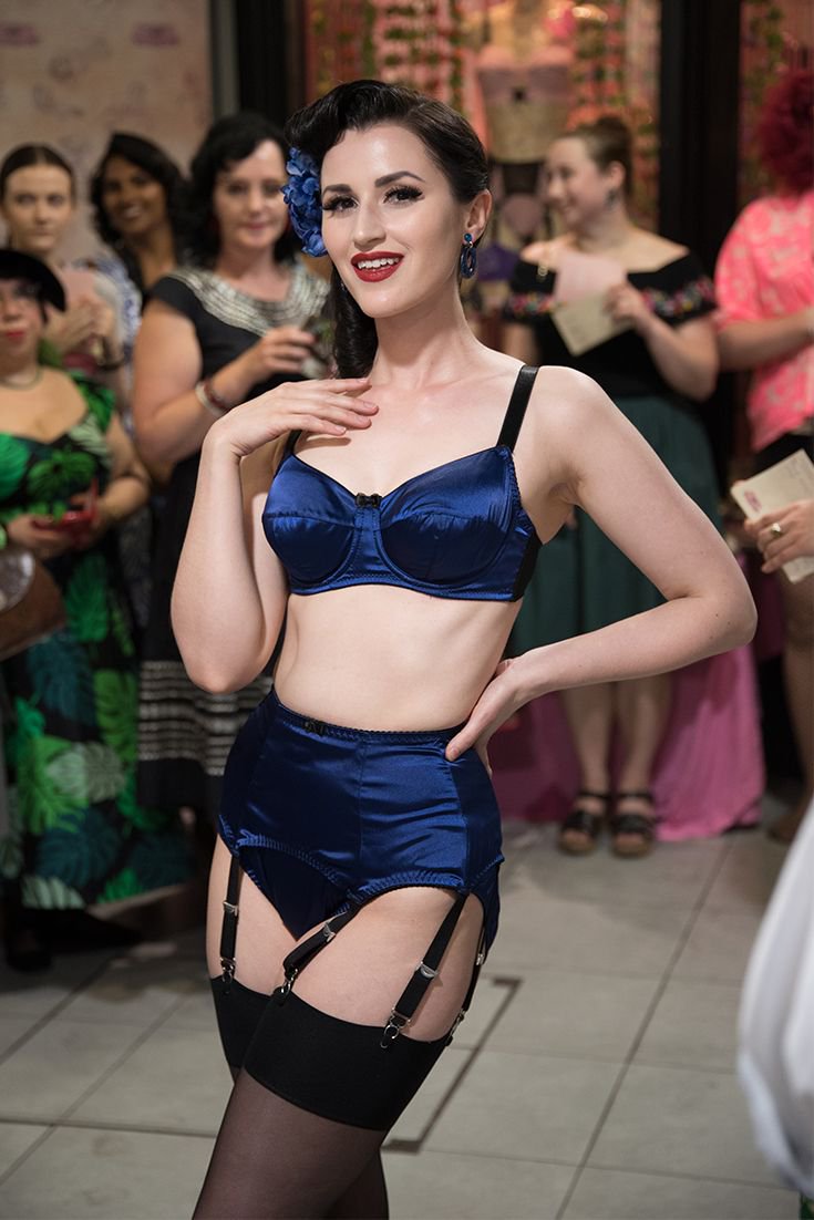 What Katie Did on X: Audrey Hipturn in a preview of our A/W17 Blue Satine  Lingerie at our Summer Soiree!    / X