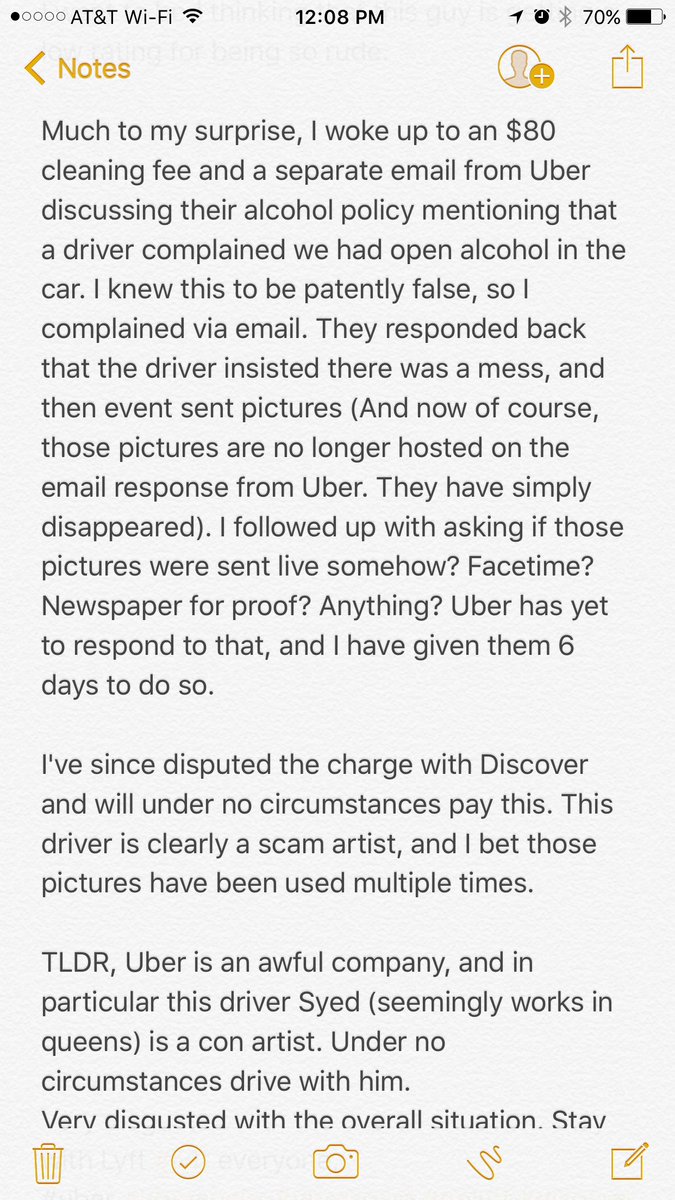 DoctorDBo's tweet photo. #uber is a disgrace. Worst customer service, company without morals and only takes short cuts. #ubersucks #screwuber #drivelyft #lyft https://t.co/Uvs8NFDuad