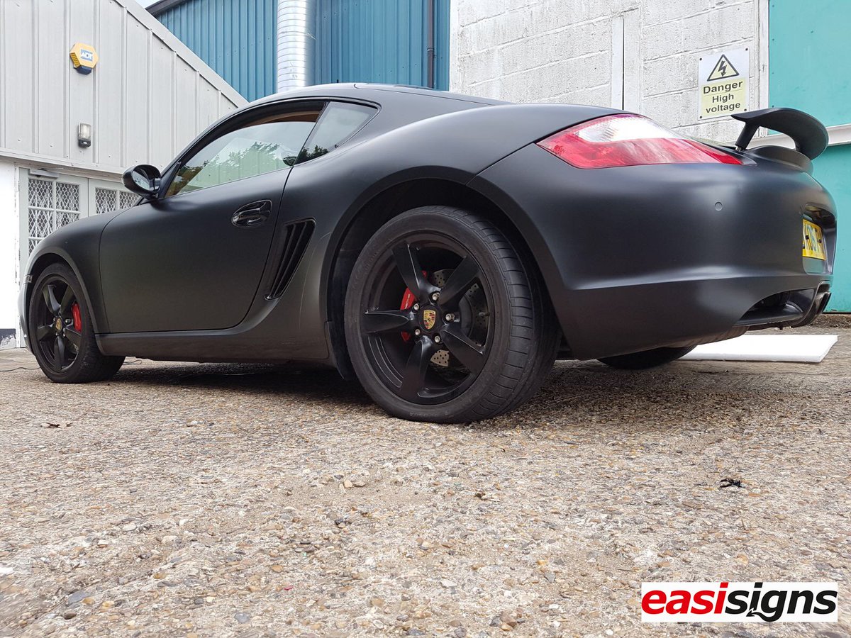 A matte black vehicle wrap for a Porsche goo.gl/MnGFak #london #wrapping #signs #vehicles