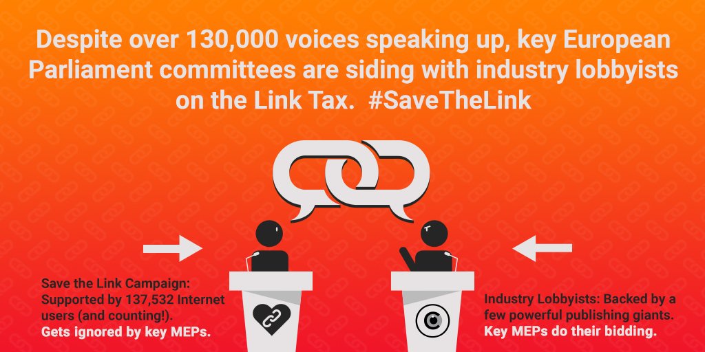 OpenMedia (@openmediaorg) on Twitter photo SHAME: 2 major EU committees <a href="/EPCulture/">CULT Committee Press</a> & <a href="/EP_Industry/">ITRE Committee Press</a> endorse the #LinkTax & #censorshipmachines. Speak out: act1.openmedia.org/savethelink SHAME: 2 major EU committees <a href="/EPCulture/">CULT Committee Press</a> & <a href="/EP_Industry/">ITRE Committee Press</a> endorse the #LinkTax & #censorshipmachines. Speak out: act1.openmedia.org/savethelink