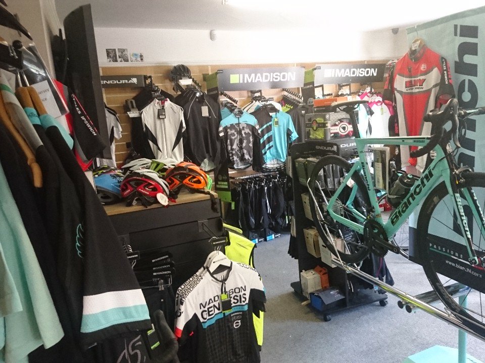 elmycycles's tweet photo. Where can you find one of the biggest and best ranges of Cycle Clothing in the region?  Come and take a look upstairs @UKmadison @endura https://t.co/vNWFyQjkcw