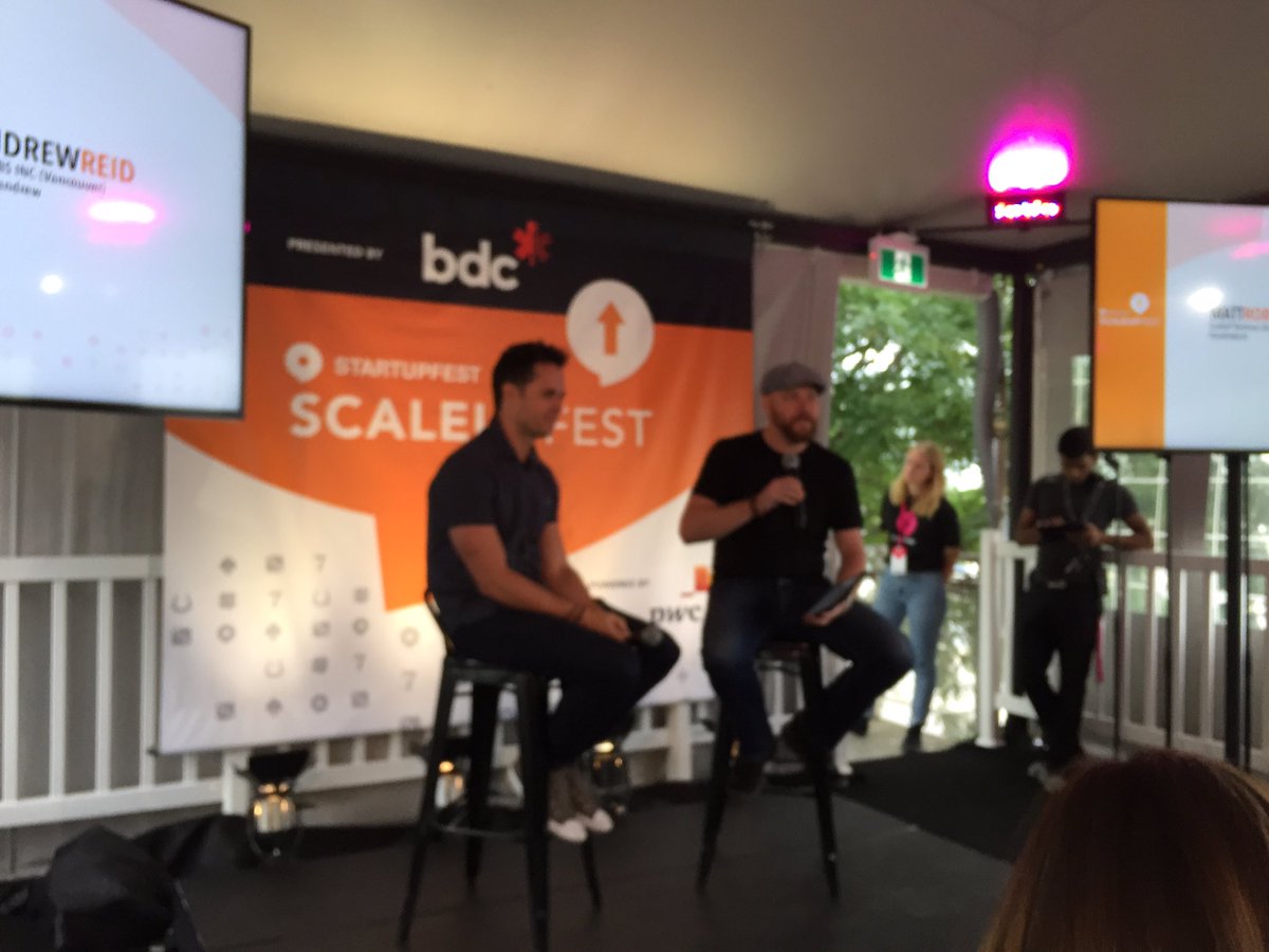 ajkgopal's tweet photo. @mattroberts and @reidandrew take stage at #scaleupfest talking about growing pains! #startupfest, @BDC_Capital https://t.co/h8hKVGPeev