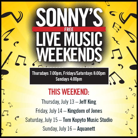 Enjoy FREE, Live Music! Coming up this week:
 
Open Today: 10am to 10pm