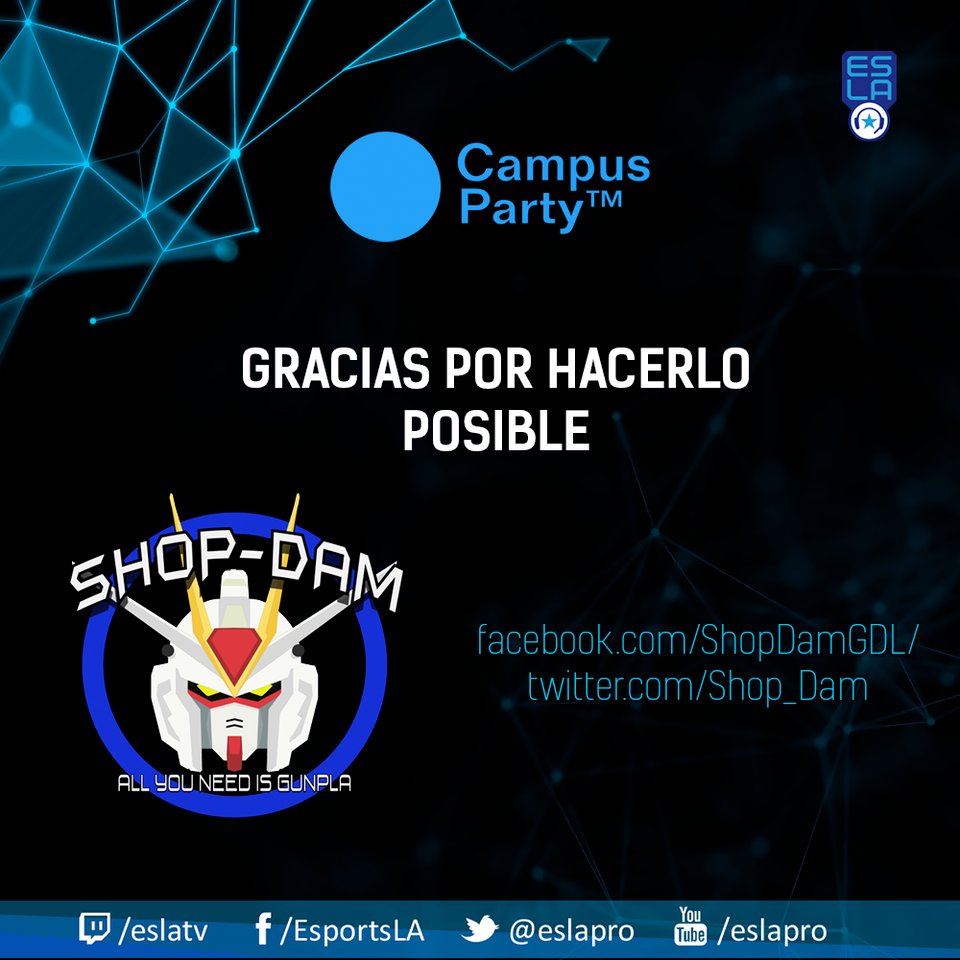 Le damos un agradecimiento a uno de nuestros patrocinadores #ShopDamGDL
Gracias por poner su confianza en nosotros.
#PasionEsports #CPMX8