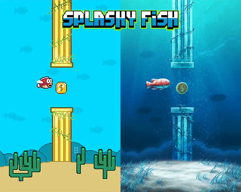 redBitgames's tweet photo. We repainted our classic game #SplashyFish! 🐟 Would you play a version that looked like this? #graphicdesign

Pla🌊y https://t.co/hMsMwcp760 https://t.co/MY533M05fQ