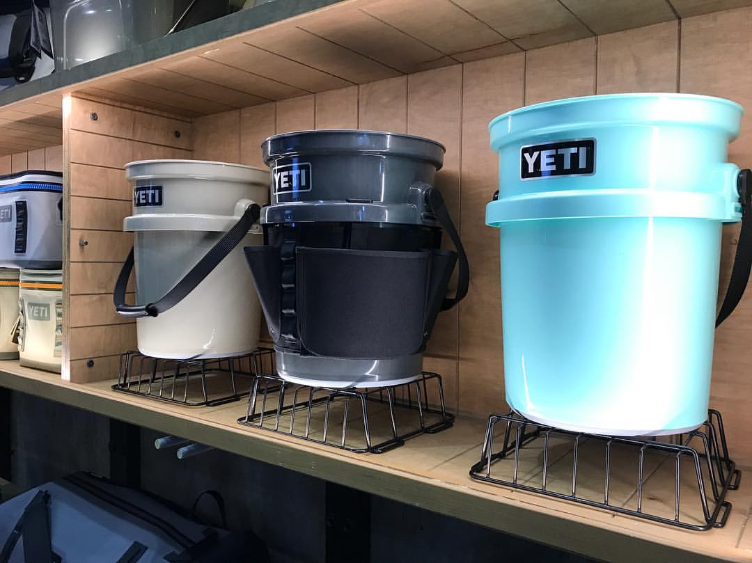 austinkayak's tweet photo. Got buckets? @YETICoolers does. $39.99 each available on 8/24, w/ accessories coming out a month later. #ICAST2017 #ICAST #YETI #newproduct https://t.co/uQAdBavYK9